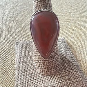 New Teardrop Botswana Agate Stone Silver Overlay Size 7.5